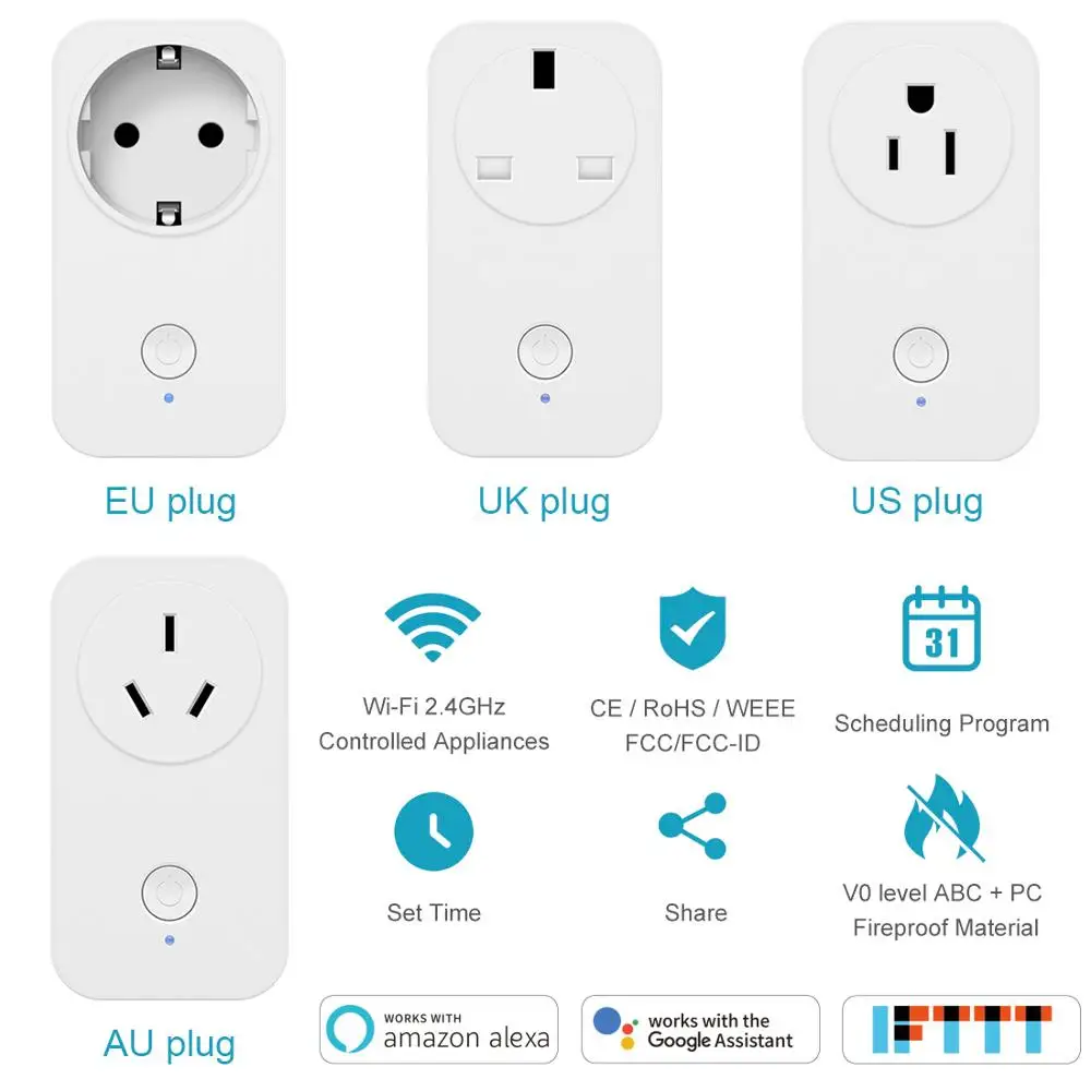 Wifi умная розетка с таймером Европа США Великобритания Австралия