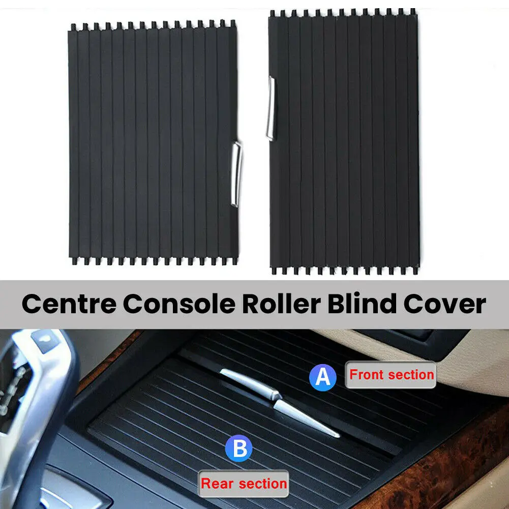

Center Console Roller Blind Shutter Cover Rear+Front For BMW X5 X6 E70 E71 07-14 Cup Holder Zipper Center Console Roller Blind
