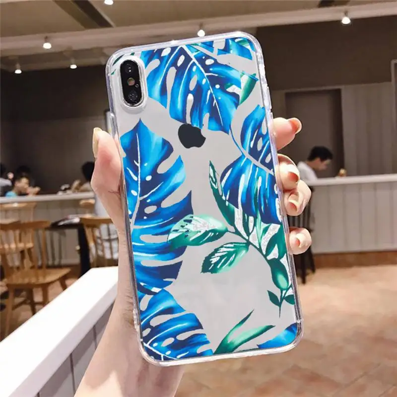

Retro Floral Leaf Phone Cases Transparent soft For iphone 5 5s 5c se 6 6s 7 8 11 12 plus mini x xs xr pro max