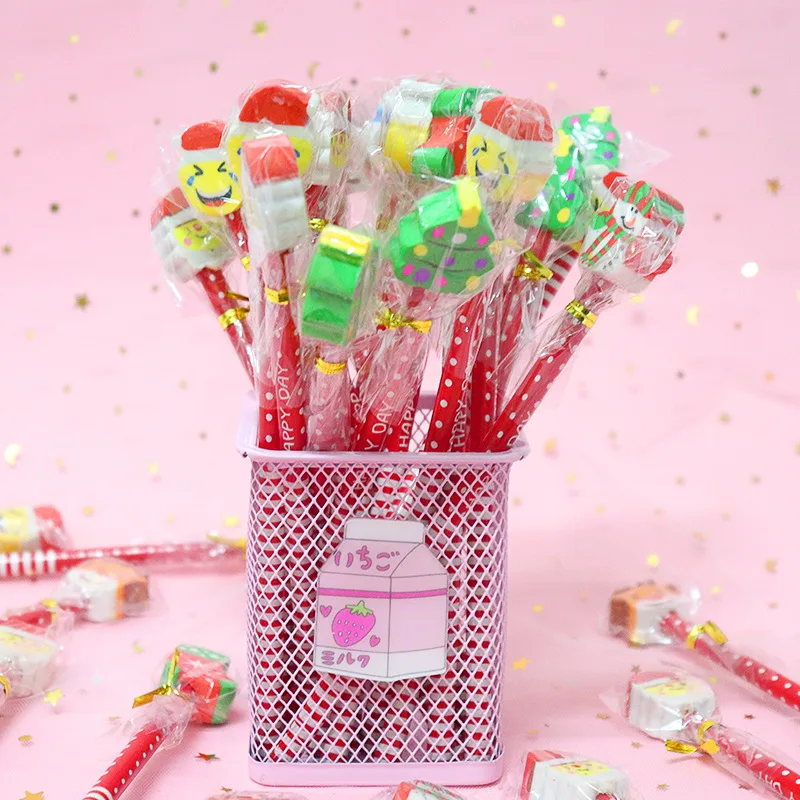 Креативный Рождественский карандаш ластик набор канцелярских принадлежностей