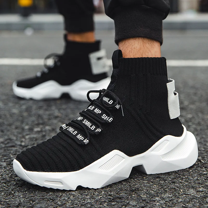 

TUINANLE Women Sneakers Breathable Mesh Wedge Sneakers Spring/Autumn High Top White Shoes Men Plus Zapatos De Mujer 39~~47