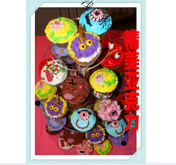 

4-уровневая кристально прозрачная акриловая круглая подставка для кексов, башня, витрина, украшение для вечеринки