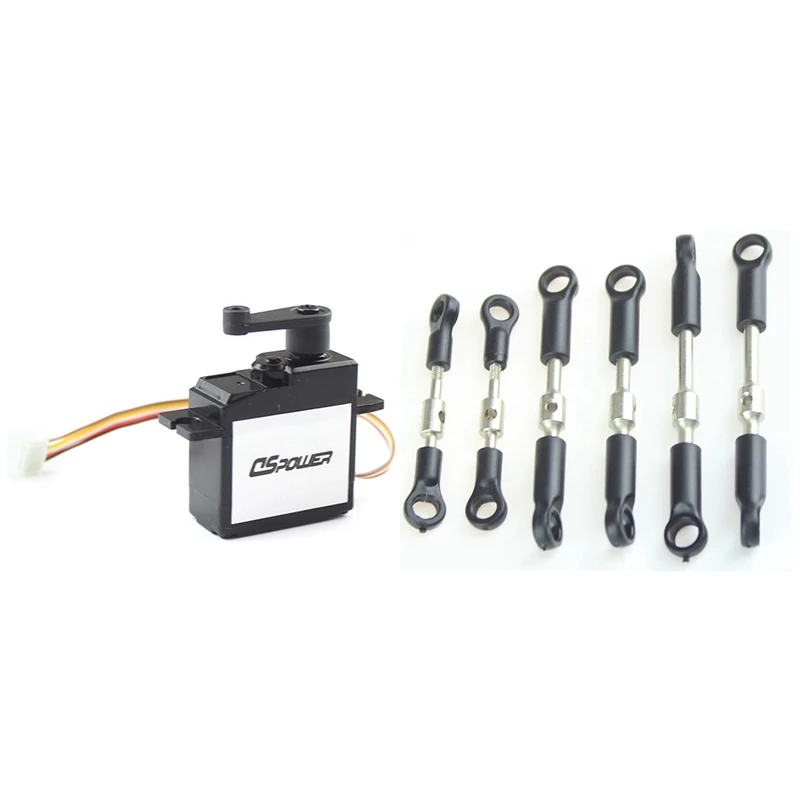

Servo RC Spare Parts Metal Gear Servo with 144001 Aluminum Tie LINK Rods Set Pull Rod, for Wltoys 144001 RC Racing Car