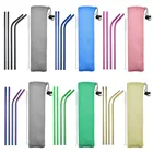 Многоразовая металлическая соломинка, Экологичная соломинка из нержавеющей стали 304, складная соломка 2030 унций с щеткой для очистки