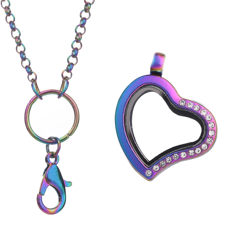 Цепочка-медальон Женская из сплава радужного цвета с памятью сердца цепочкой 60