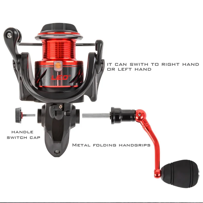LEO new Spinning Fishing Reel Professional Metal With can change Handle GA1000-5000 series | Спорт и развлечения