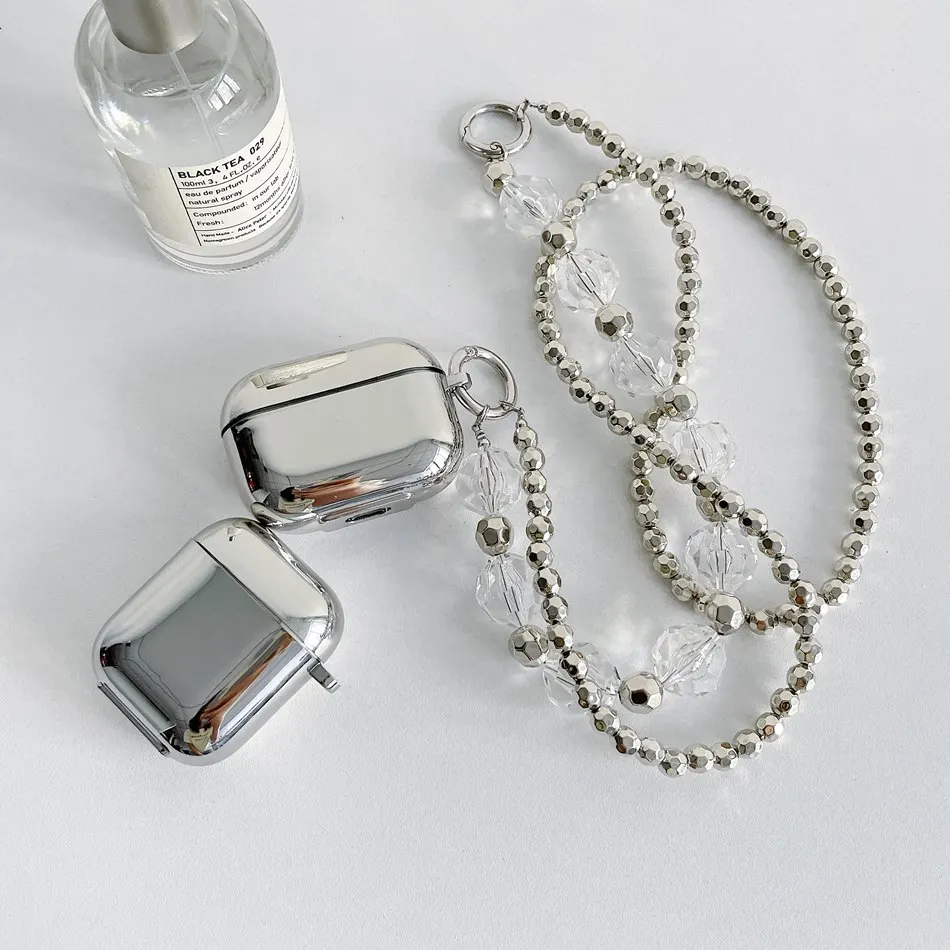 

Earphone Case For AirPods Luxury Crystal Crossbody Lanyard Plating Earphone Cover For AirPods 2 3 AirPods Pro Soft Protect Shell