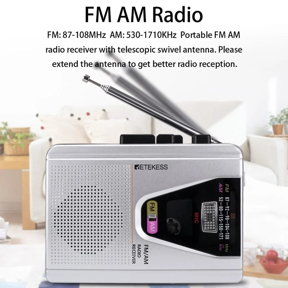 

TR620 FM/AM Portable Radio with Cassette Playback Voice Recorder and Tape Playback Loop Mode Switch