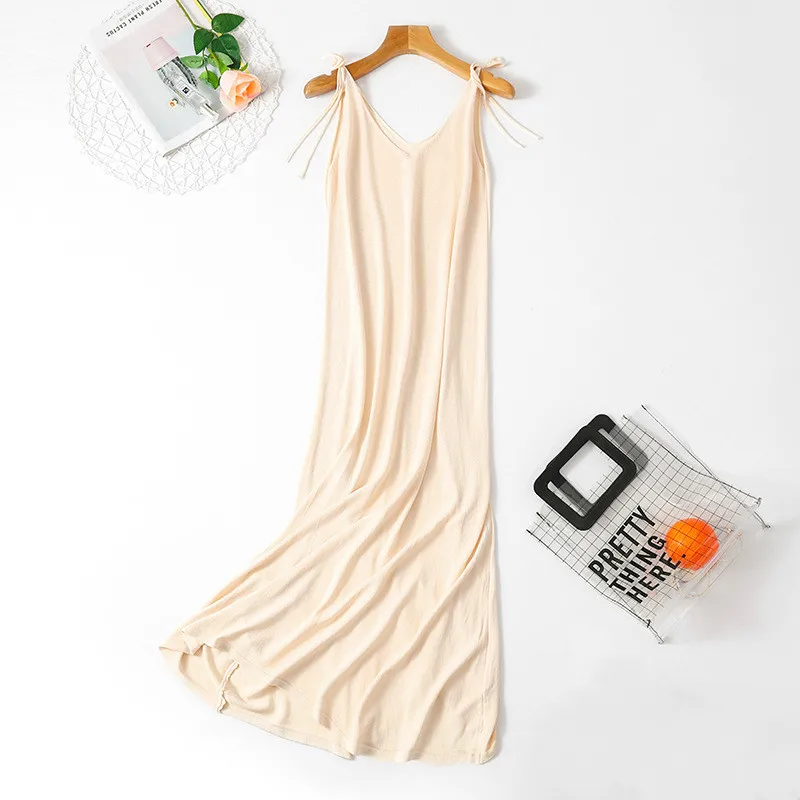 Женское летнее длинное трикотажное платье без рукавов с V образным вырезом и