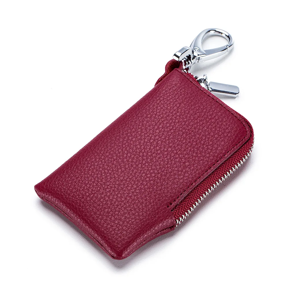 

Unisex Leather Slim Car Key Holders Fashion Housekeeper Keys Organizer Lady Zipper Key Wallets Card Bag Gifts