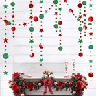 Круглая Бумажная гирлянда с блестящими звездами длиной 4 метра, Рождественский баннер флаг день рождения, украшения для рождественской вечеринки, украшения для рождественской елки