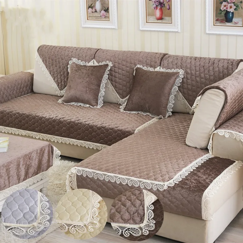 Однотонная Нескользящая диванная подушка стеганая синельная простой толстый