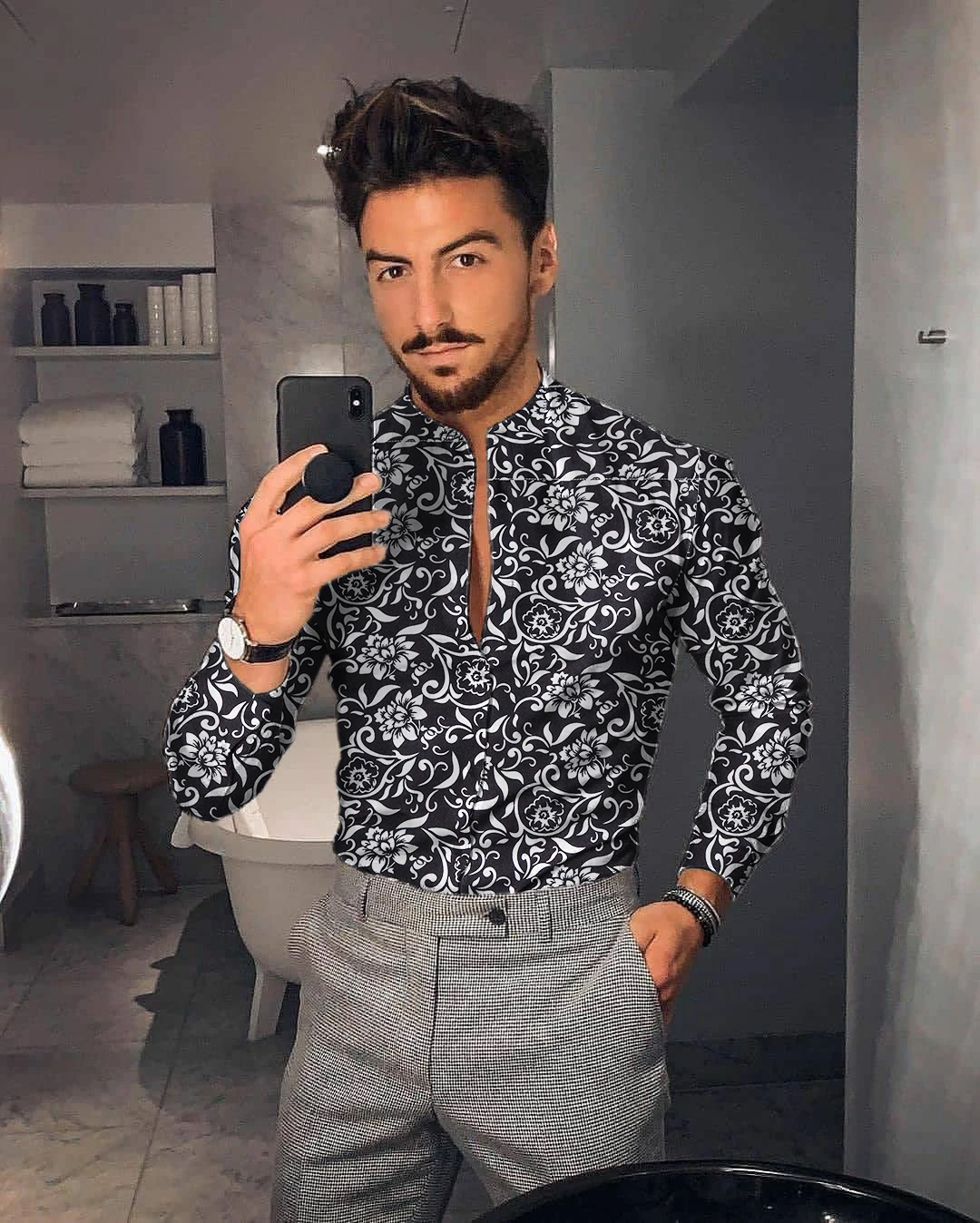 Men's shirt for men clothing social male Blouse Hawaiian long sleeve cardigan blouses and button up Luxury man wholesale 2021