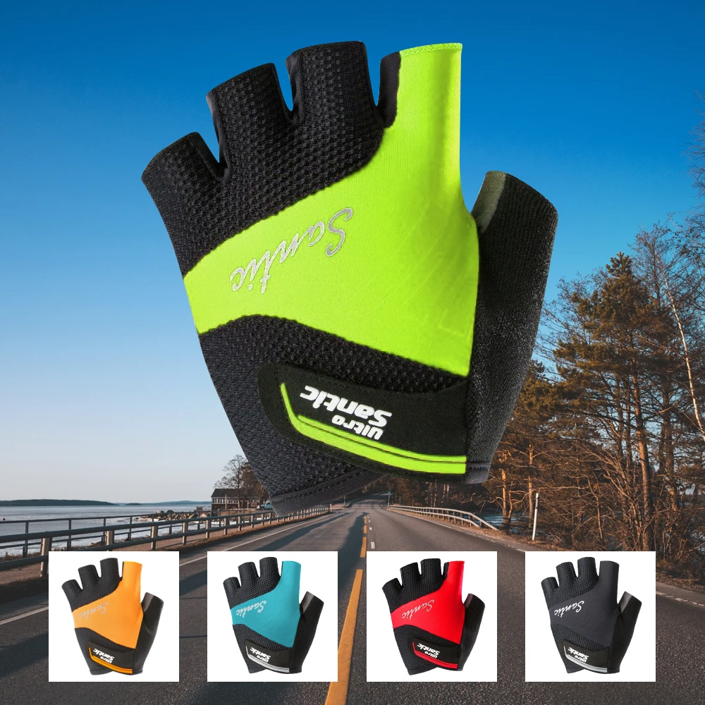 

Мужские летние велосипедные перчатки Santic, спортивные перчатки, дышащие Нескользящие велосипедные перчатки с короткими пальцами