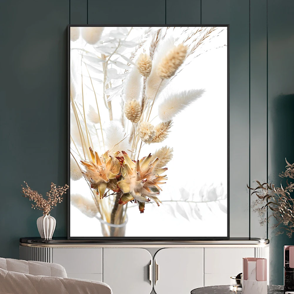 

Nordic Wall Art Painting Modern White Dried Flowers Still Life Poster and Prints on Canvas Home Decoration Picture Living Room