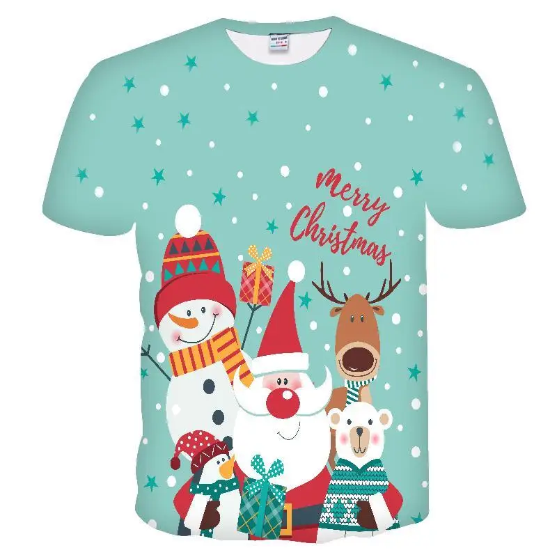 Забавные футболки с рождественским узором мужские рождественские повседневная