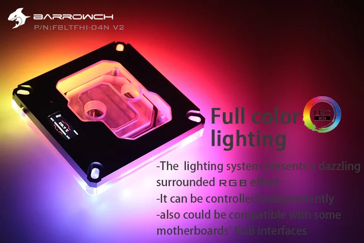 Barrowch Процессор воды блок использовать для INTEL LGA1150 1151 1155 1156 2011X99/RGB светильник Совместимость 5V GND 3PIN системной платы