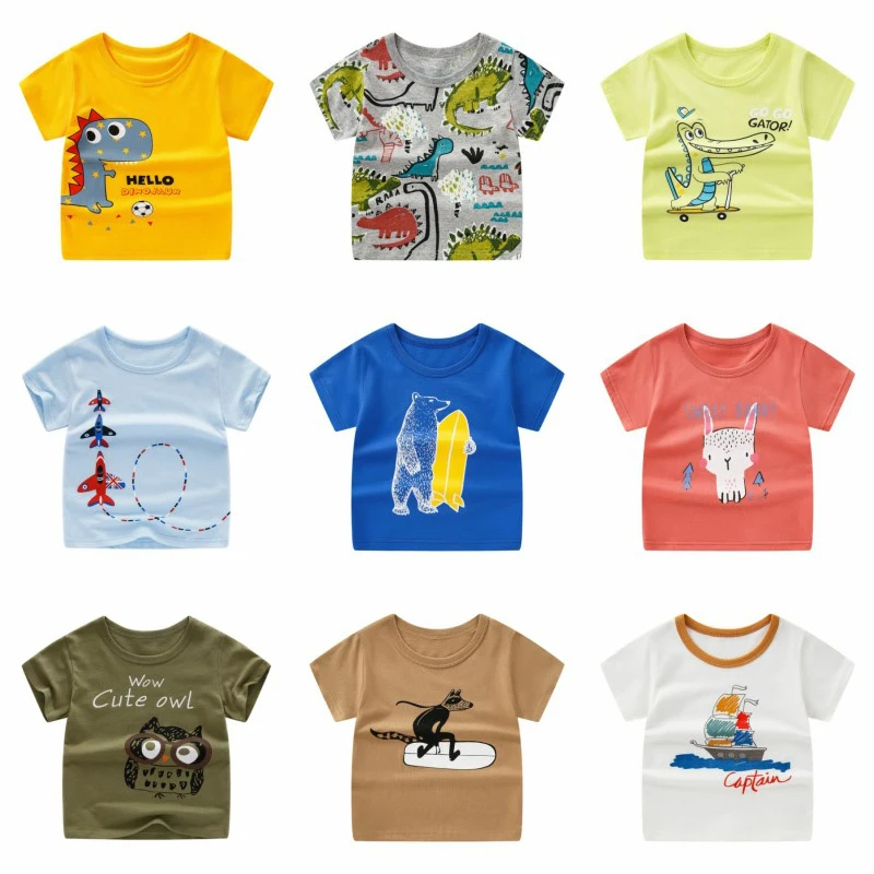 

2021 New Summer Children T Shirts Cartoon Print Boys & Girls Tees 28 Color Style Kids Tops Tees Unisex Cotton Shirts For Boys