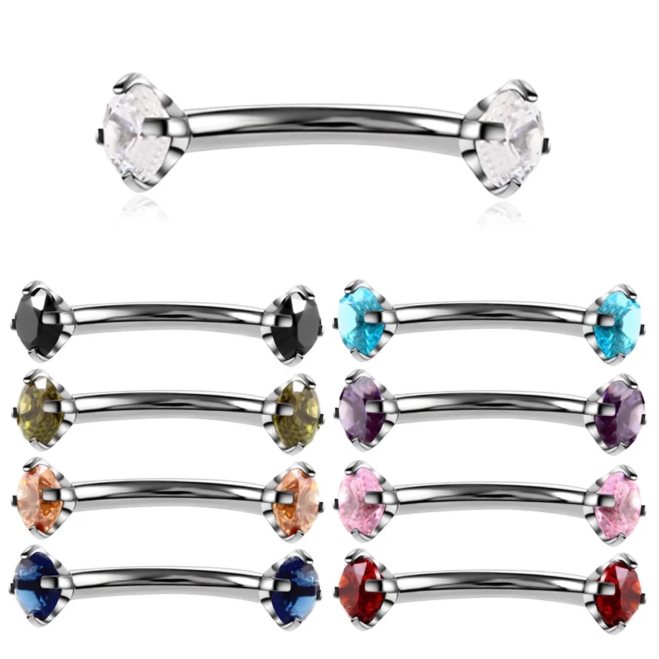 

1Pc 1.2x8x3mm Colorful Curved Eyebrow Piercing Bar Colour Ball Barbell Curve Banana Cartilage Ear Piercing