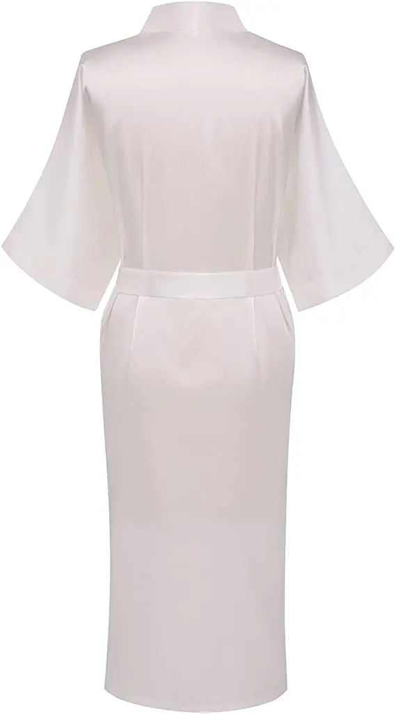 Халат-кимоно Женский Длинный атласный Шелковый Свадебный халатик для невесты и