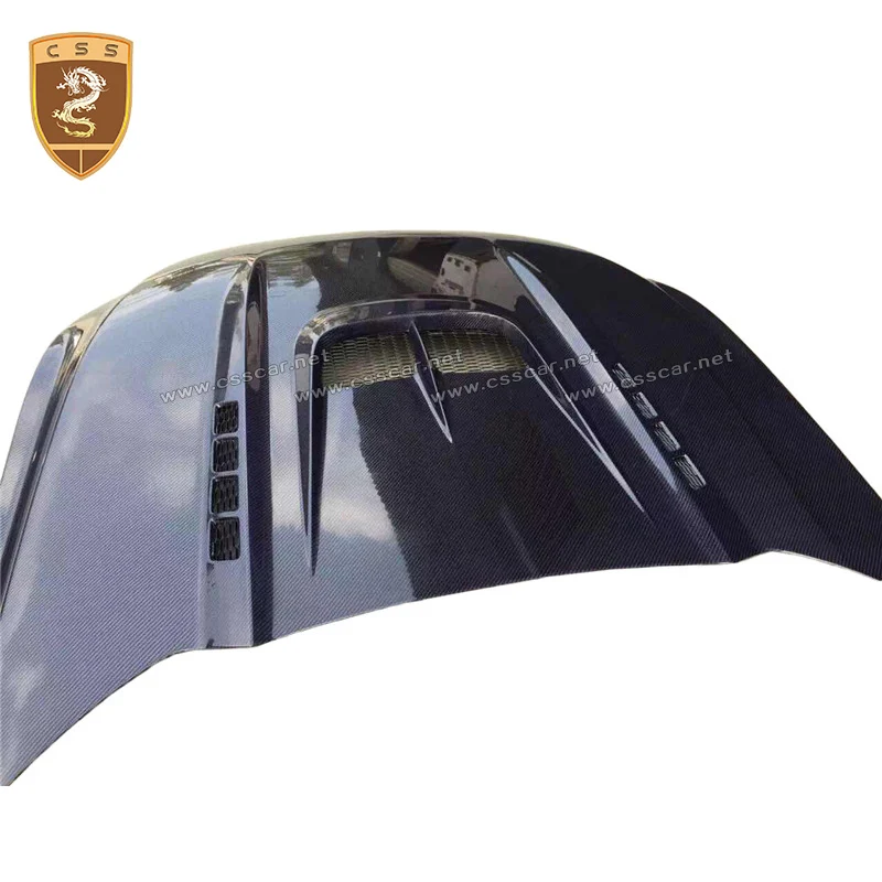 

For Mustang Hood Engine Bonnet Real Carbon Fiber Upgrade Car Front Bumper Engine Hoods Cover For Mustang Styling 2015-2016