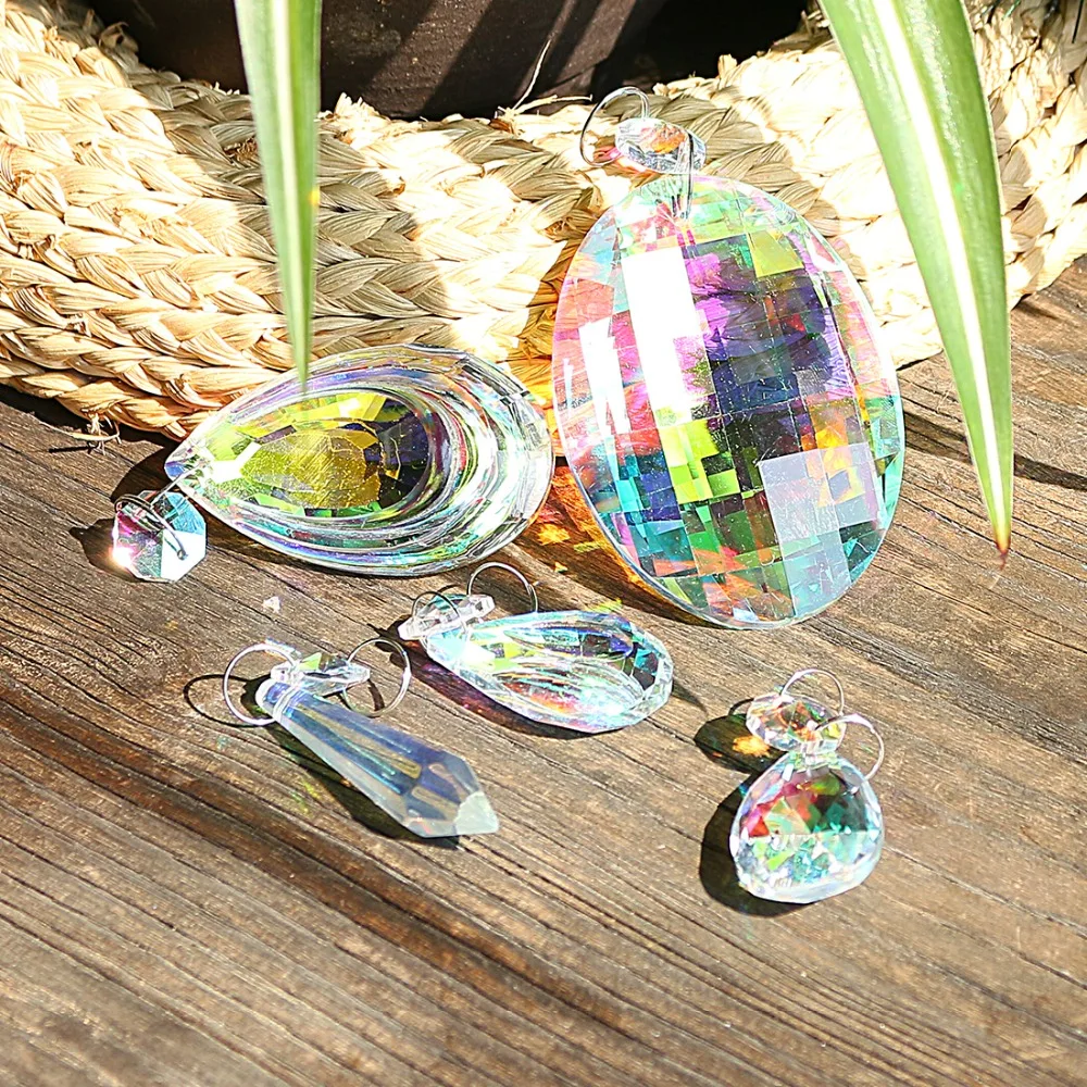 От H & D (18 шт. цветная лампа призмы детали с Восьмигранная бусина люстра Стекло