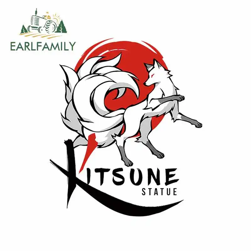 

EARLFAMILY 13cm x 10.9cm for Kitsune Statue Fine Decal Vinyl Car Sticker Graffiti Stickers Repair Sticker Pull Flower
