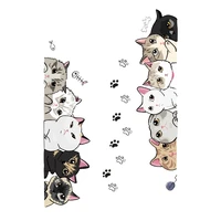 new creative hand drawn cartoon wall stickers cute cat footprint combination background wallpaper self adhesive mural for baby