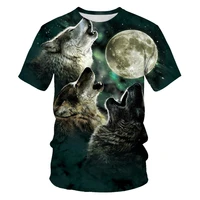 fashion new 3d printing wolf summer hot sale short sleeved round neck men and women same sports t shirt fashion casual t shirt