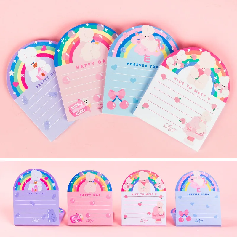 50 листов Kawaii Rainbow Rabbit блокнот для девочек ежедневный рукоделия липкий Эсколар