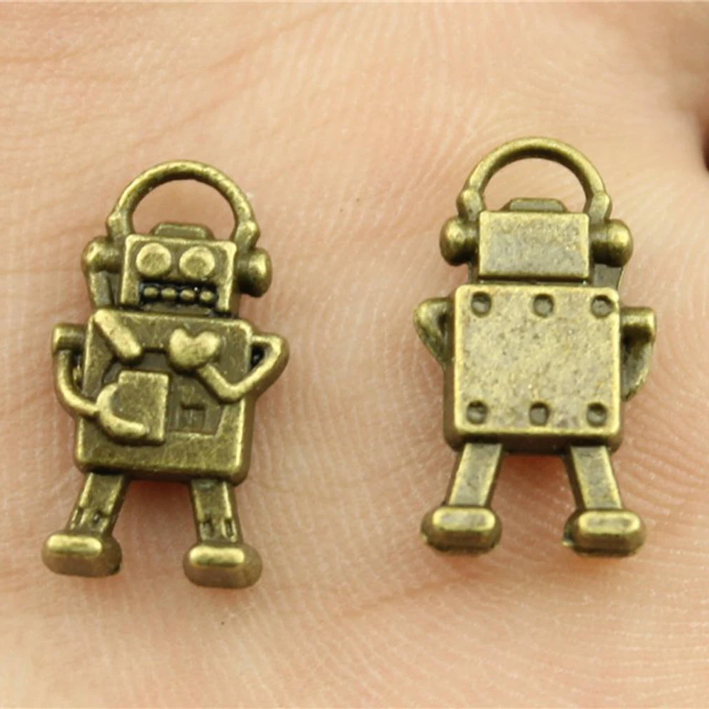 

50pcs 17x9mm Pendant Robot Robot Charm Pendants For Jewelry Making Antique Silver Color Robot Pendants