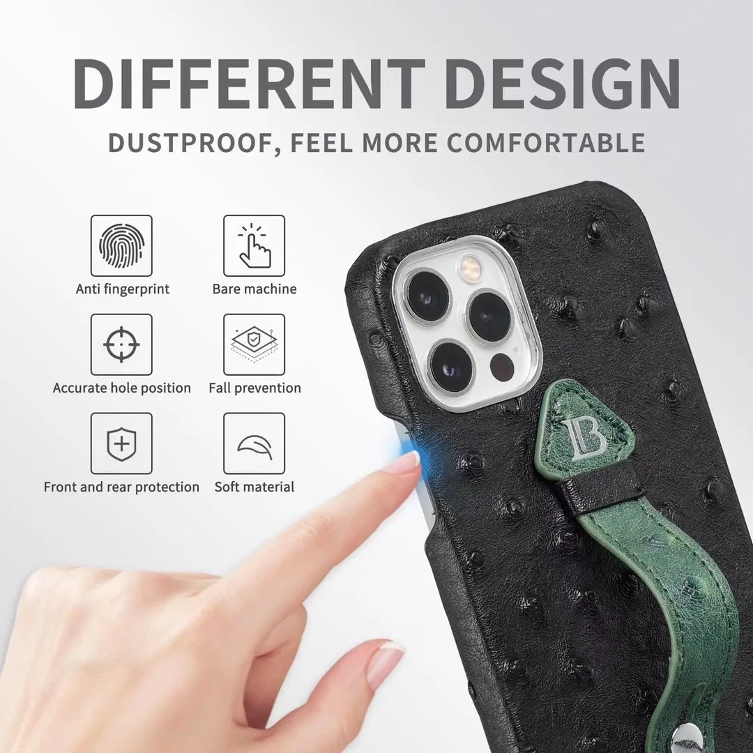 Очаровательный чехол-стенд для запястья с узором страуса для iPhone 13 12 11 Pro XR Xs Max 8 7 Plus Se2020, защитит телефон от падений и ударов.