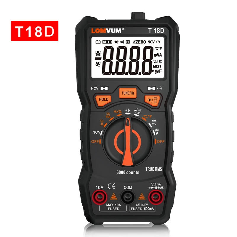

TRUE RMS Multimeter 6000 COUNTS High Precision Digital Multimeter NCV Multimeter Maual Ranging AC/DC Flashlight