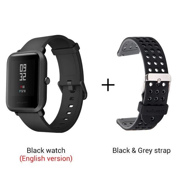 Смарт-часы Amazfit Bip Lite Huami, светильник с Bluetooth и монитором сердечного ритма, срок службы батареи 45 дней, водонепроницаемость 3 АТМ - Цвет: with grey strap