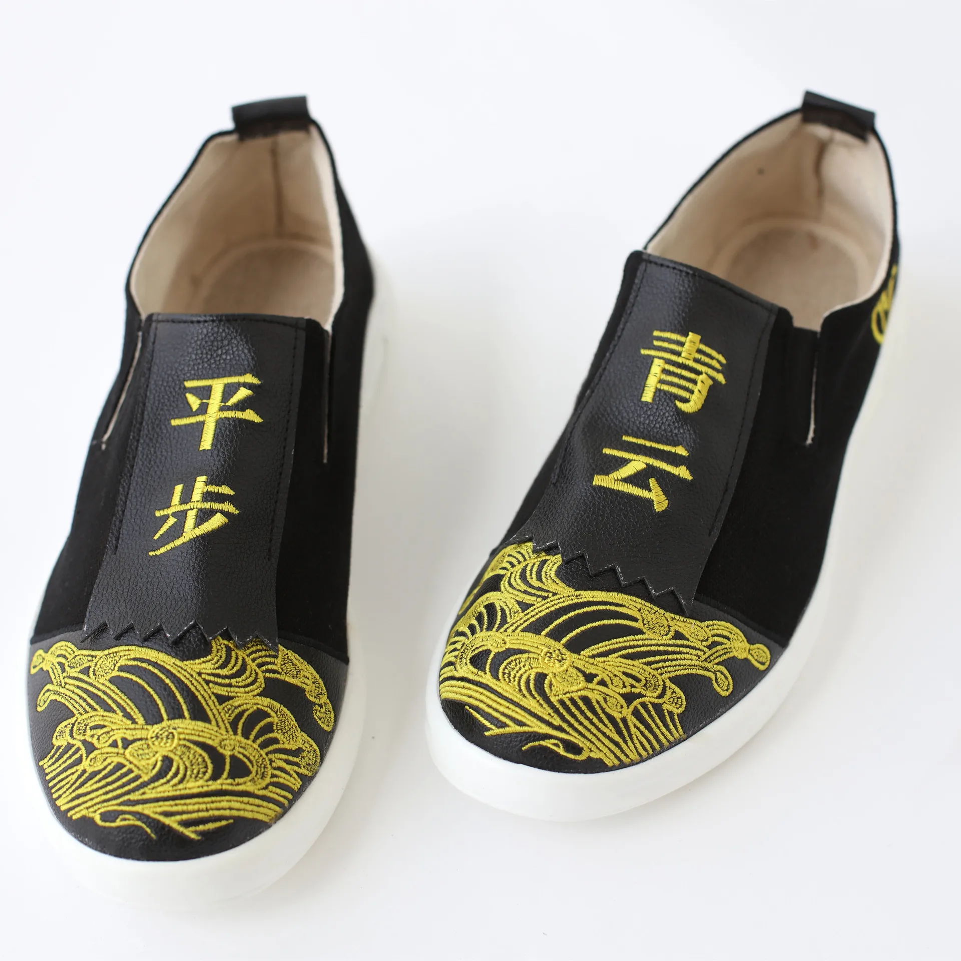 

Qingyun/Мужская парусиновая обувь; Повседневная обувь черного цвета в китайском стиле в стиле ретро с круглым носком и вышивкой; Обувь для сцен...