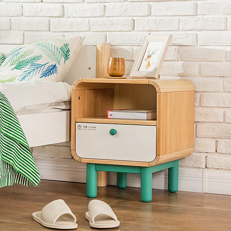 Скандинавский прикроватный шкаф из массива дерева детский мини креативный