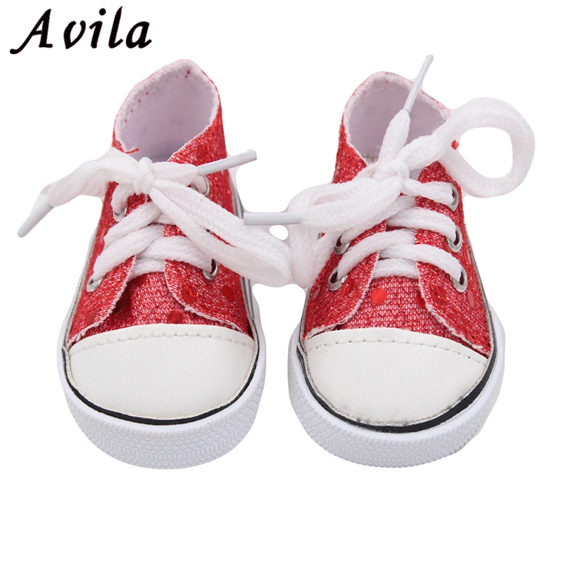 18 дюймовая кукольная обувь холщовые кроссовки на шнуровке для дюймовых кукол