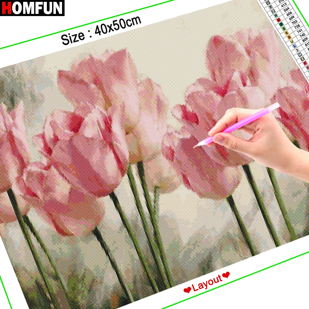 Алмазная 5D картина HOMFUN для творчества Цветочный пейзаж живопись вышивка