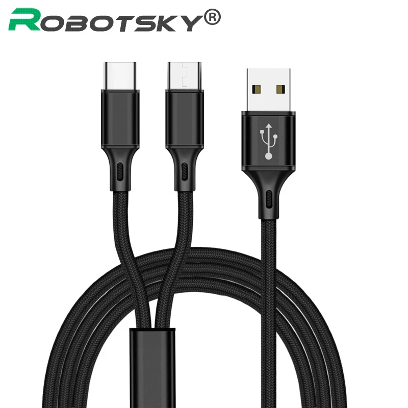 2 в 1 Micro USB кабель для быстрой зарядки Type C зарядный Huawei Xiaomi Samsung S10 S9 телефона |