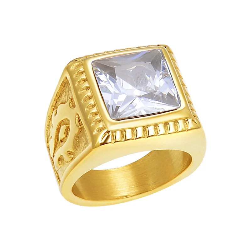 Мужские Винтажные Квадратные Кольца Мода белый цикроний кристалл кольца из