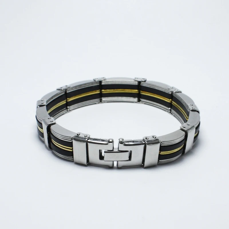 Silicone Stainless Steel Bracelet Men Bangle Silvery&ampBlack Color 316L Clasp For Women | Украшения и аксессуары