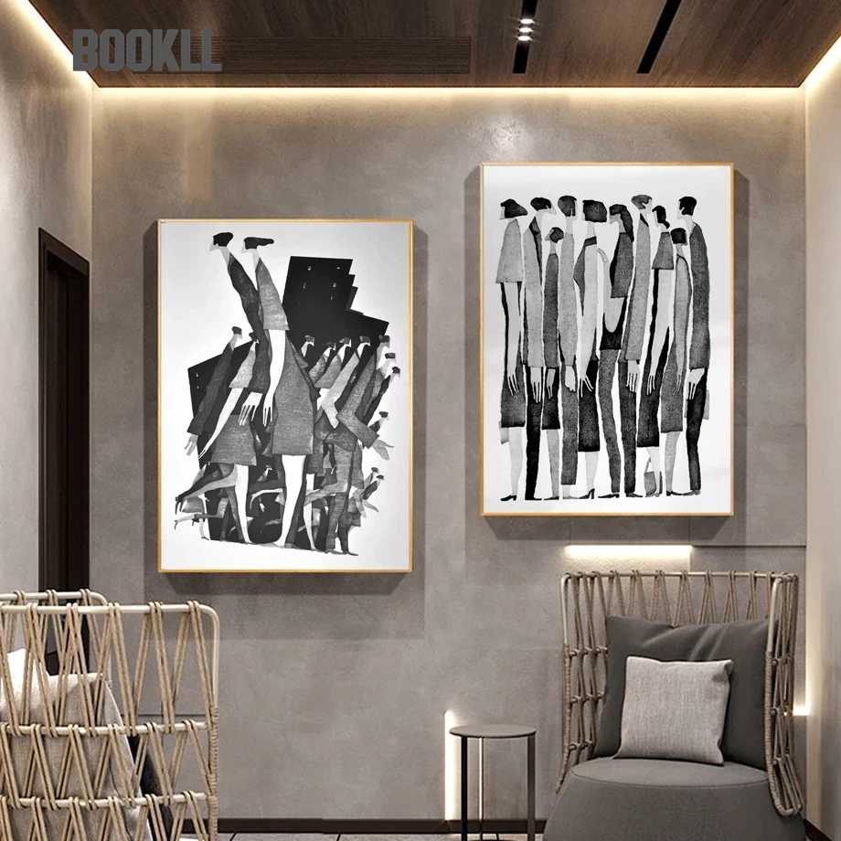 

Wall Art Canvas Painting Abstract Human Relations Black White Nordic Posters And Prints Wall Pictures For Living Room Wall Decor