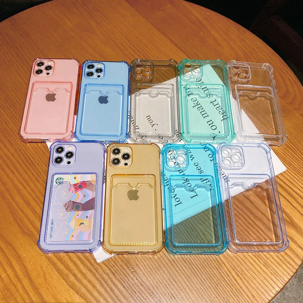 

Прозрачный чехол с отделением для карт для iPhone 13Pro Max 13 12 11 Pro Mini iPhone X XR XS Max 7 8 Plus, прозрачный чехол, чехол-бумажник