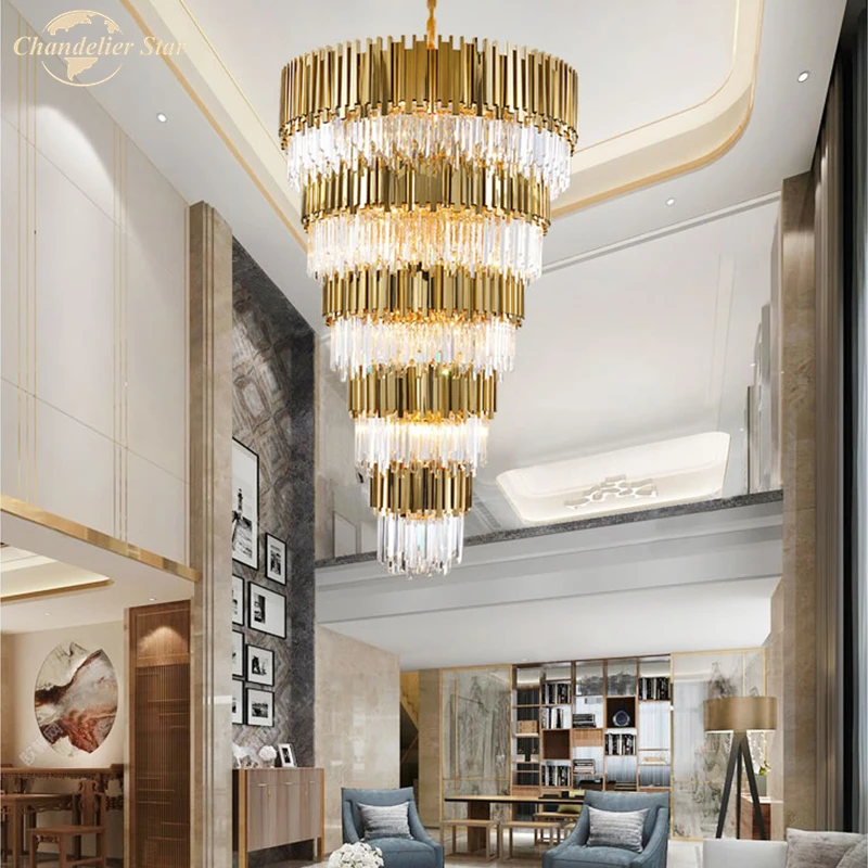 買取 現代クリスタルシャンデリア照明高級ledスパイラル光沢ハンギングリビングルームのベッドルーム階段ホテルヴィラ