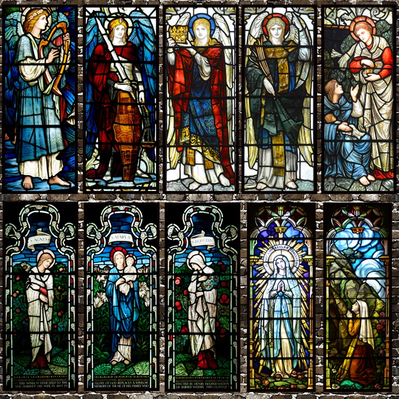 

Custom Size Window Film Electrostatic Church Stained Window Home Decorative Private Heat Control Drop-Shipping Foil 40cmx100cm