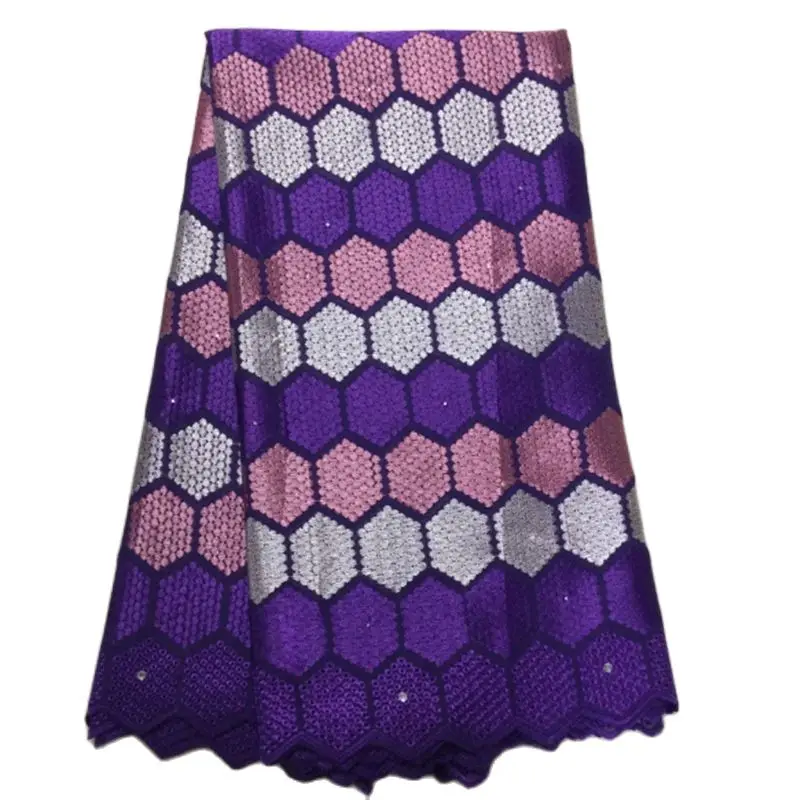 

New Arrivals Swiss Voile Lace In Switzerland High Quality African Dry Lace Fabric 100% Punch Holes With Stones For Party Sew