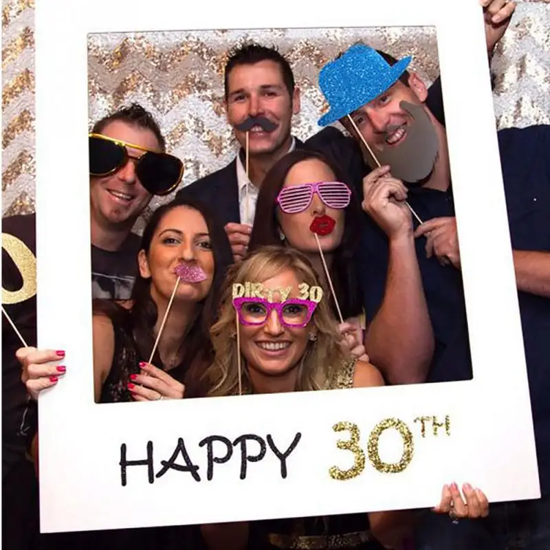 Счастливый Бумага Photo Booth Реквизит Фото Рамка Юбилей 30 лет украшения для