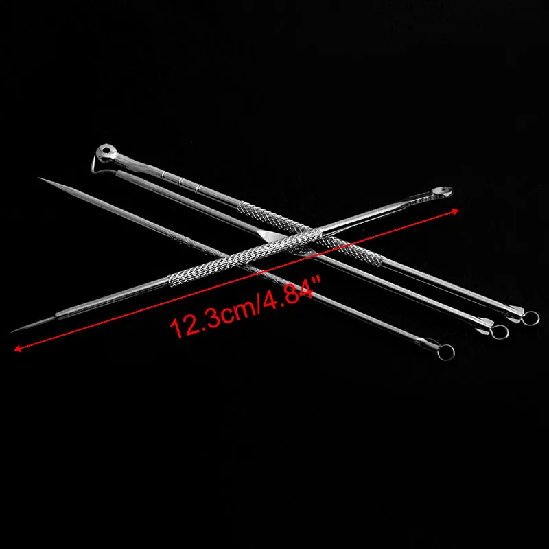 4Pcs New Nobby Pimple Acne Remover Blemish Comedone Extractor Needles Tool Set
