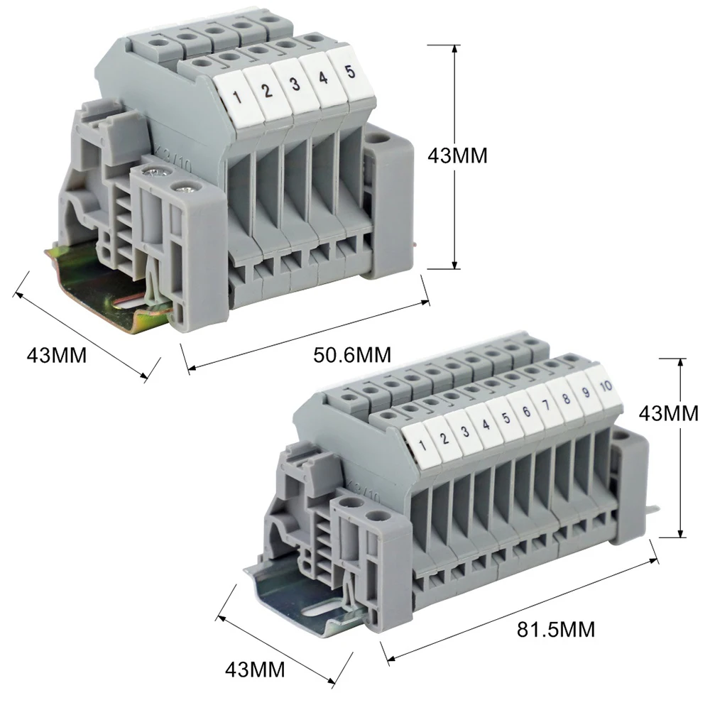 5/10/20 positions UK5N UK series DIN Rail Terminal block kit Screw Clamp strip combination wire connector set 4MM2 | Обустройство