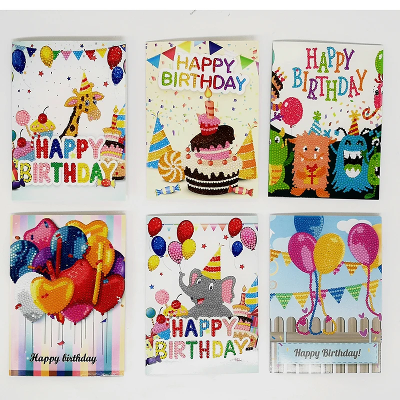 Алмазная живопись карта на день рождения бриллиантовая мозаика ручной работы 5D